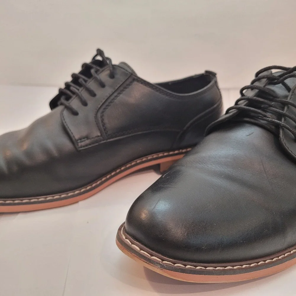 Madden Derby Shoes Men Black Lace Up‎ Plain Toe Ortholite 11W Wide Width